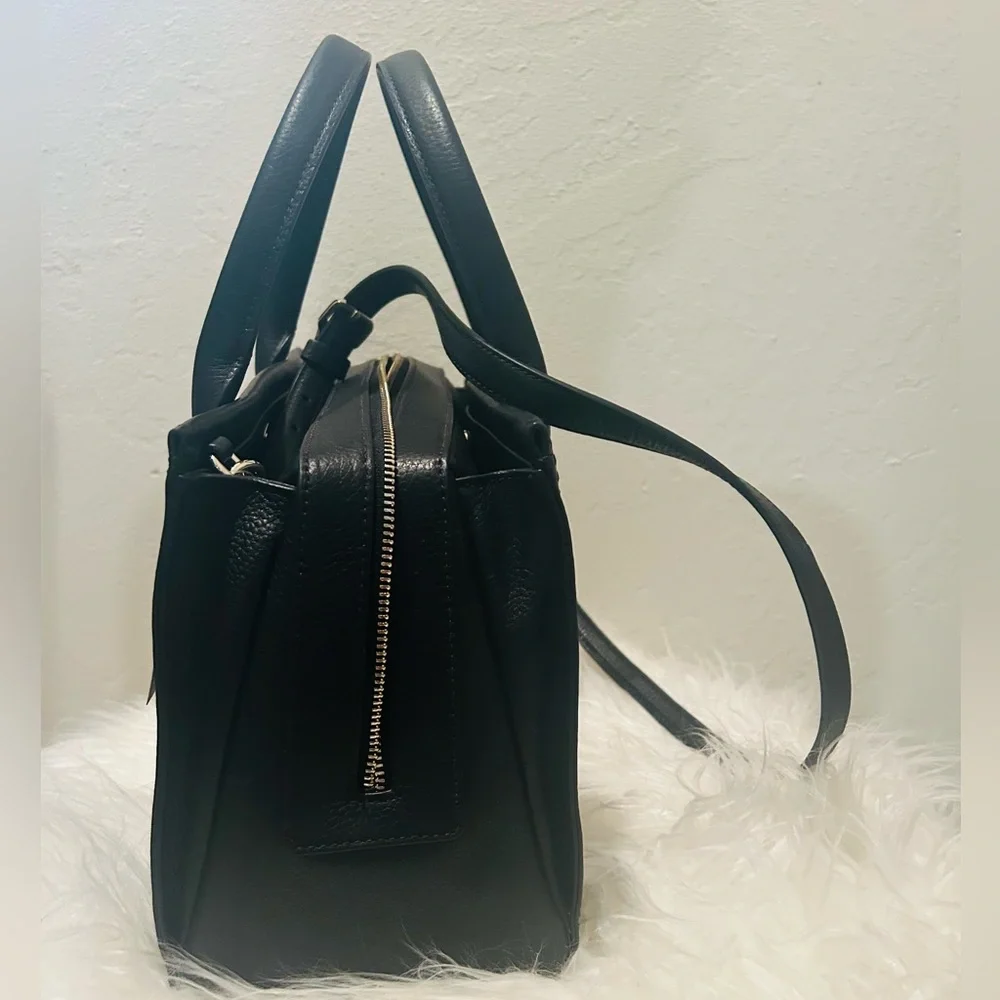 kate spade Black Leather Satchel with Tassel Charm